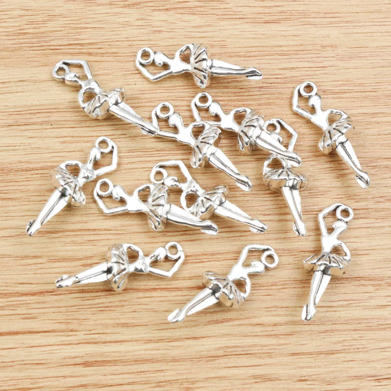 20pcs 27x6mm Antique Silver Plated Ballet Dancer Handmade Charms Pendant:DIY for bracelet necklace