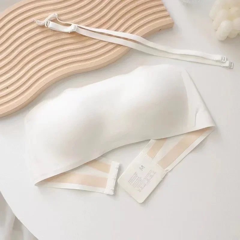 Women\'s bra strapless underwear thin non slip non marking invisible collection breast supplement jelly bra