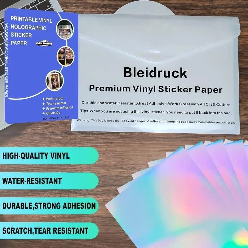 5Pcs Holographic Sticker Paper Clear Vinyl Self Adhesive Waterproof Transparent Cold Laminating Film For Crafts