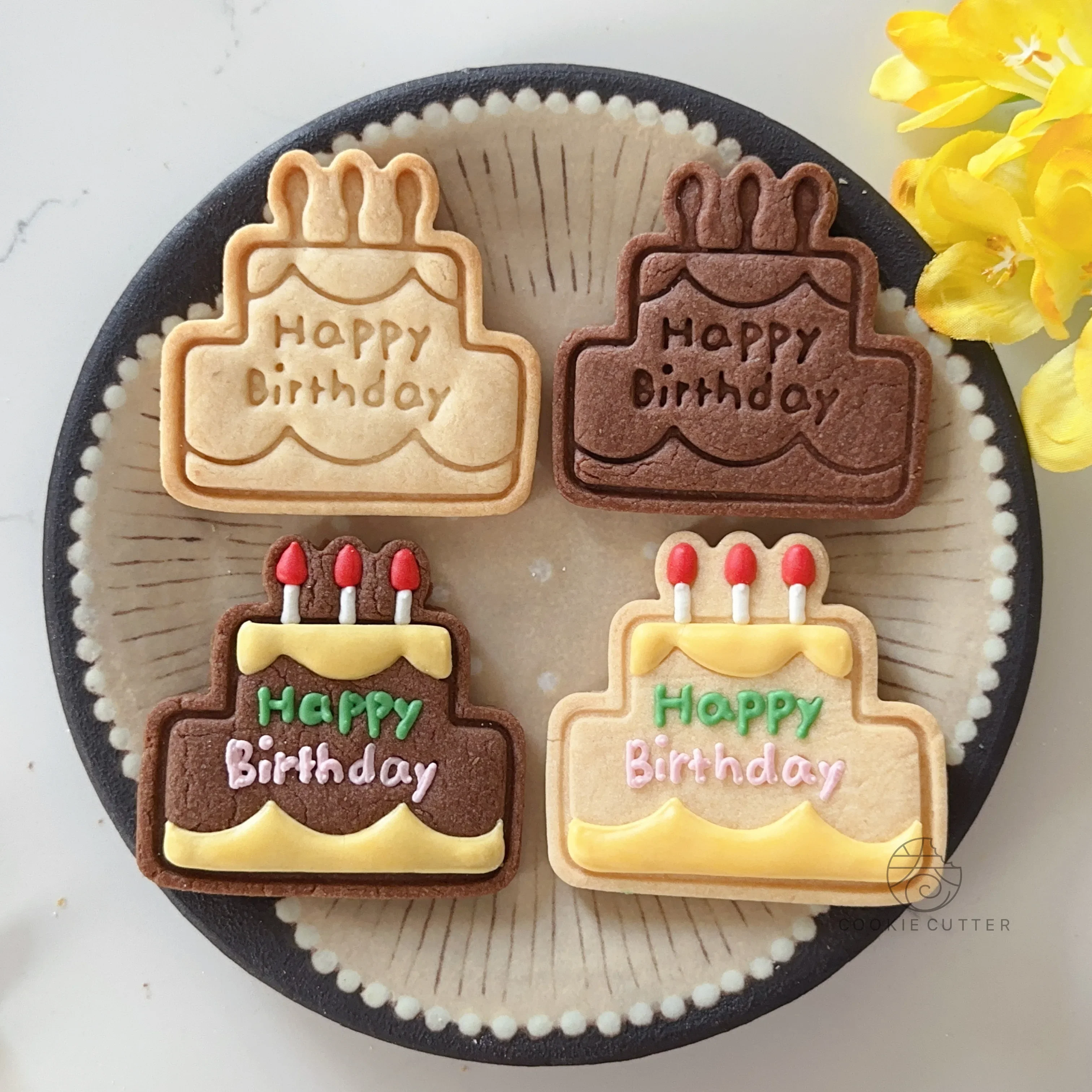 Cake Shape Cookie Cutters Stamps Mold Baby Birthday Cute Bear Cookie Mold Frosting Biscuit Mould Fondant Cake Mold Baking Tools