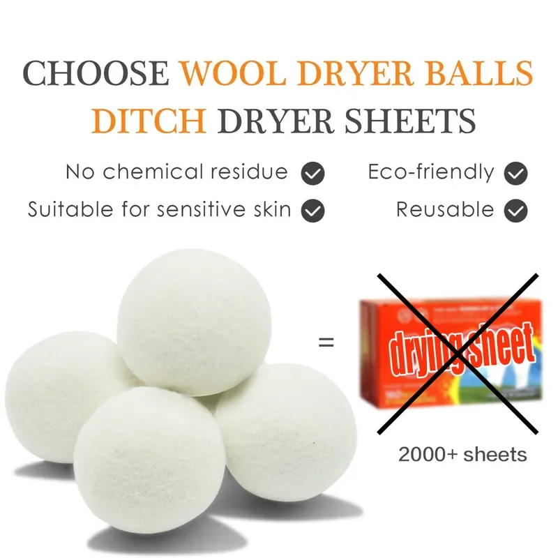 6Pcs Reusable Wool Dryer Balls Softener Laundry Home Washing 4/5/6cm Fleece Dry Kit Ball Useful Washing Machine Accessories