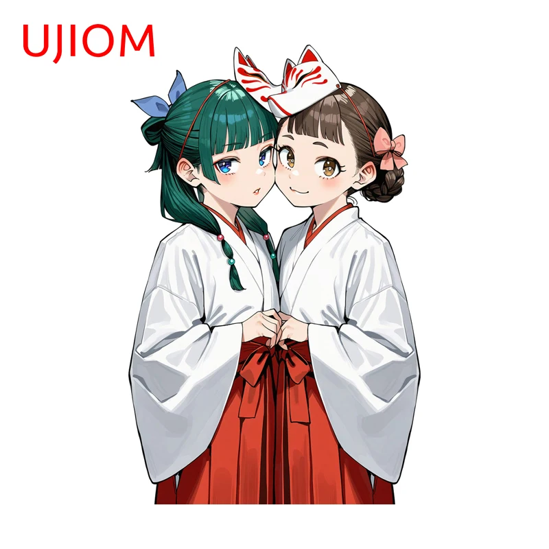 UJIOM Two Girls Cute Maomao Wall Sticker Trendy Interesting Sunscreen Picture Decal Suitable For Surfboard Skateboard Decor