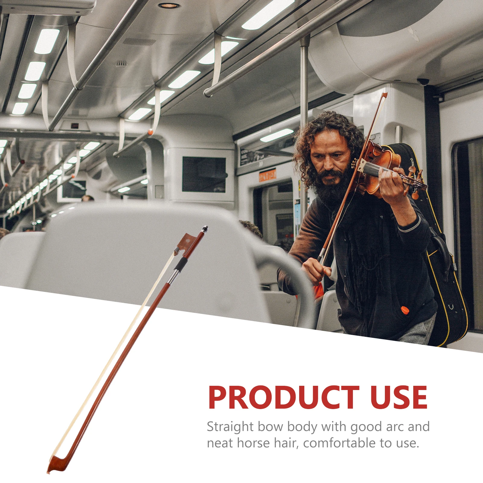 

1/10 Horse Hair Violin Well Balanced Wood Bow For Student Beginner Practice Violin Accessory Instrument Bow Red Sandalwood