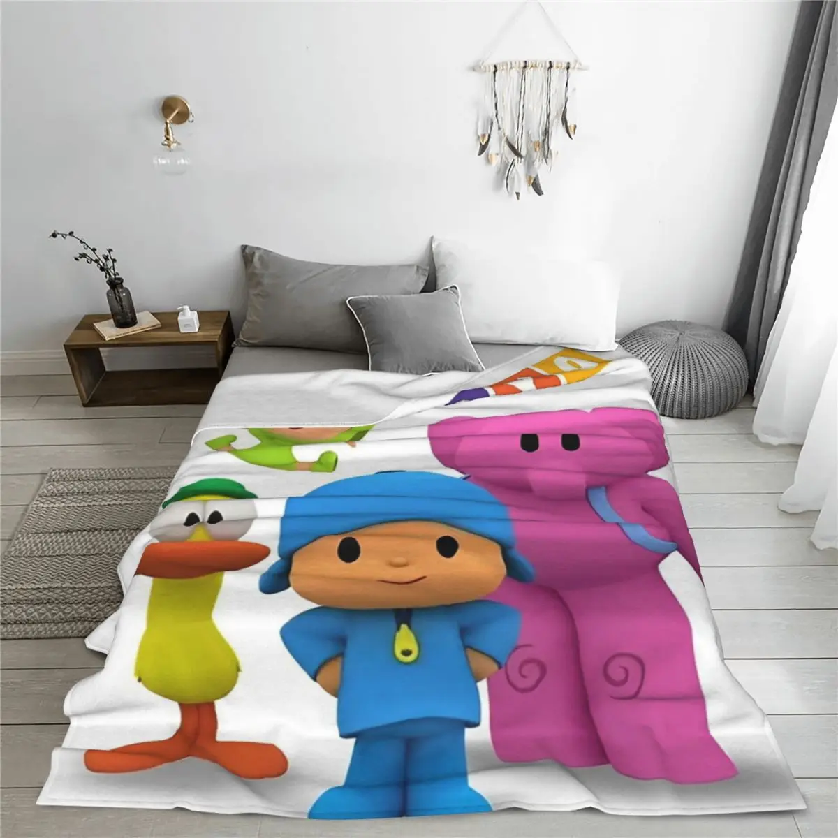 P-POCOYO Elly Pato Fred Loula Sleepy Bird Blanket Cartoon Flannel Throw Blanket Bedding Couch Decoration Ultra-Soft Bedspread