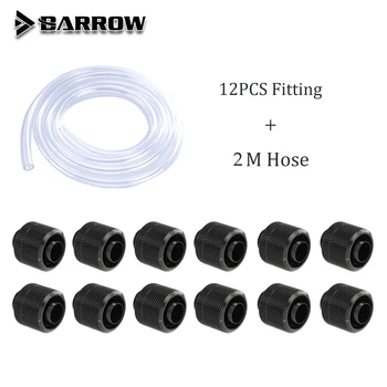 Barrow Soft Pipe Fittings Combo Kit 3/8'' Thick 9.5*15.9mm/9.5*12.7mm PC Water Cooling System, Black White Silver Gold