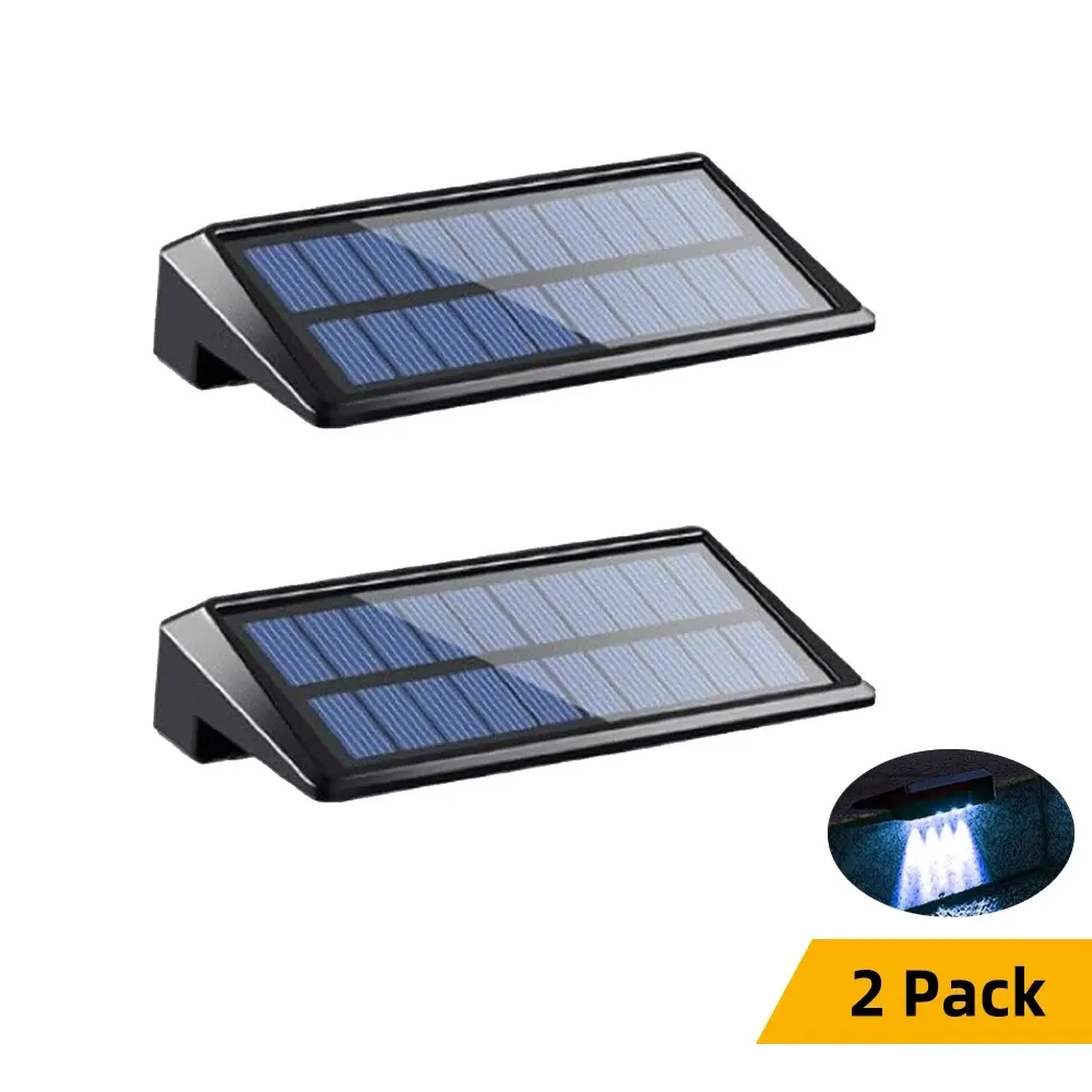 2-pack zonne-wandlampen 4 LED zonne-hekverlichting buiten waterdichte zonne-dekverlichting wandlampen voor hek post tuin pad