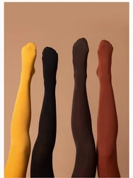 DOIAESKV 2025 New Women Tights 80D Autumn Winter Warm Lined Pantyhose High Waist Female Stretchy Slim Skinny Velvet Tights