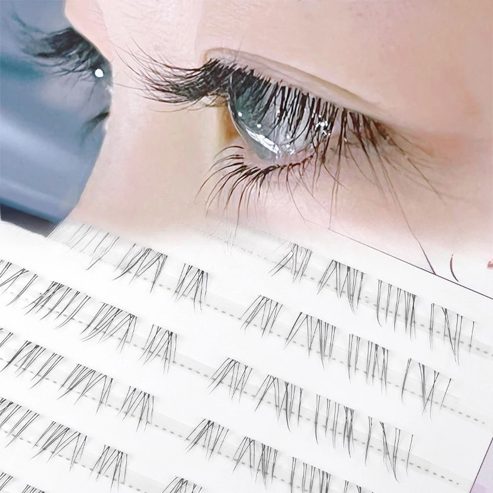 10 行ナチュラルロング下まつげミックス 5-7 ミリメートルシングルクラスターうっすらふわふわボトムまつげエクステンションライトメイク初心者のための