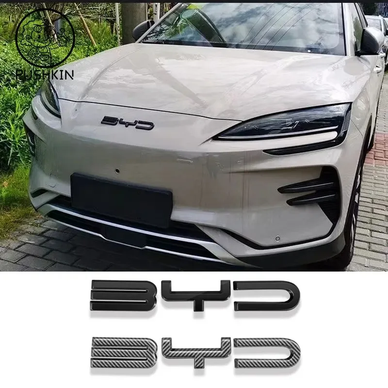 For BYD Song Plus EV DMI 2023 2024 BYD SEALION 6 Accessories Car Front Bumper Emblem Badge Decal Black Carbon Logo Refit Sticker