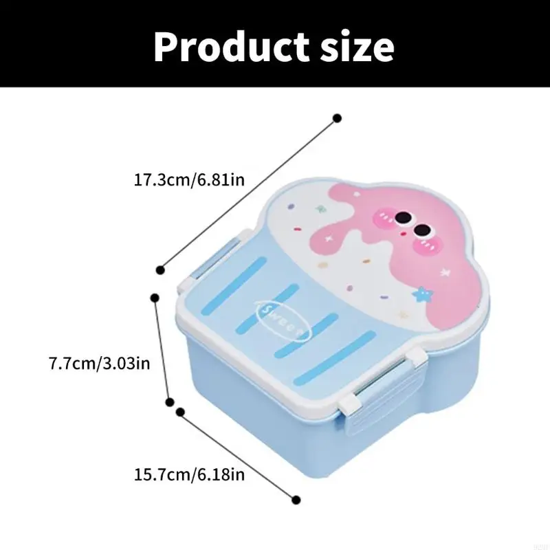 92MF Ice Cream Shape Food Storage Box Unique Ice Cream Pattern Food Storage Box Stable Lunch Case For Everyday Use