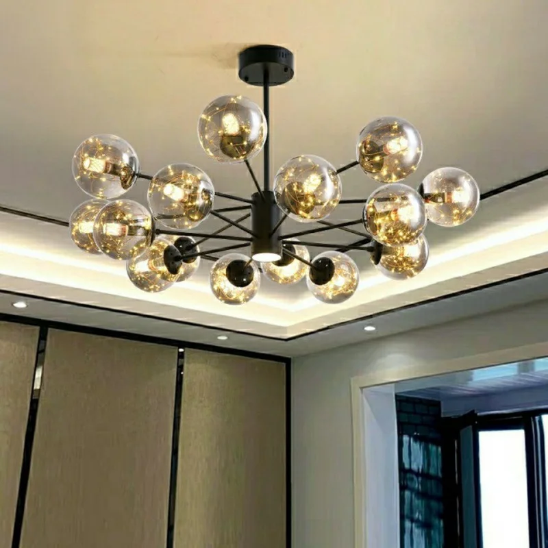 New Nordic Haging Lamp LED Chandeliers For Living Room Bedroom Home Decor Lustre Hall Luxury Glass Ball Ceiling Pendant Lights