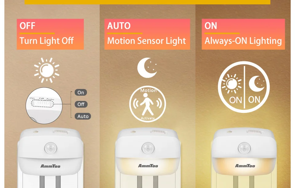 LED Night Light Motion Sensor Light 220V EU Plug In Smart Motion Sensor Light Warm and White Light Dual Color Night Lamp