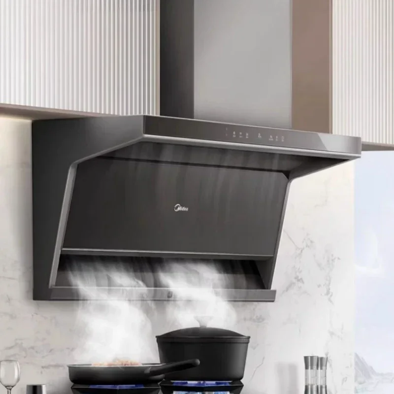 Kitchen Extractor Hood 900Pa Exhaust Hood Range Hood for Kitchen Top and Side Suction Type 25m³/min Strong Sucntion Power