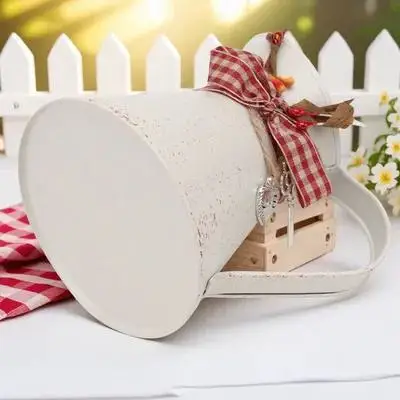

1pc Iron Flower Retro Planter Bucket Decorative Garden Storage Flowerpot Rust-Proof Bucket Container For Room Decoration
