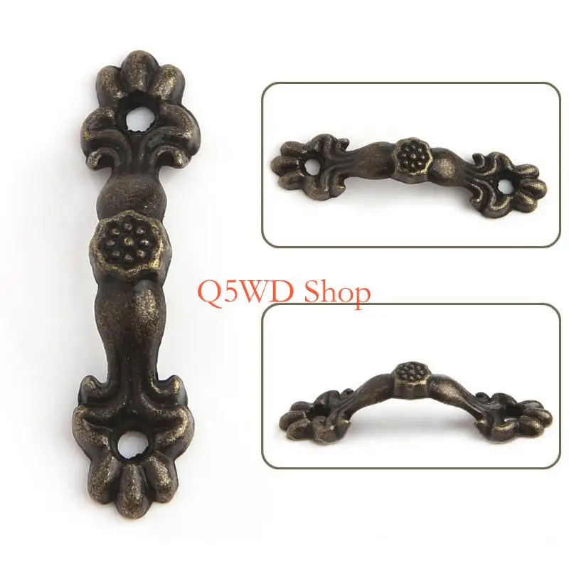 Q5WD 10 PCS 43x10mm Hộp tay cầm kẽm Knob Arch Tracery D có hộp trang sức bằng gỗ