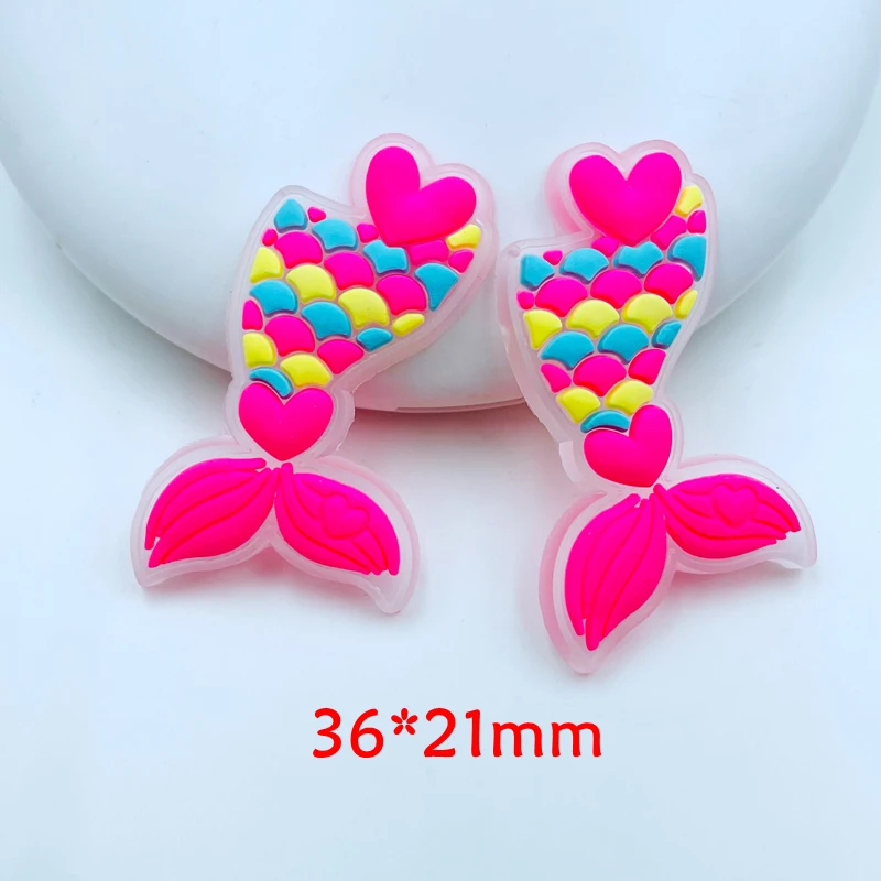 10 Pcs New Cute Colored Mermaid, Sunflower Flower Kawaii Flat Back Soft Rubber DIY Scrapbook Hair  Decor Accessories F35