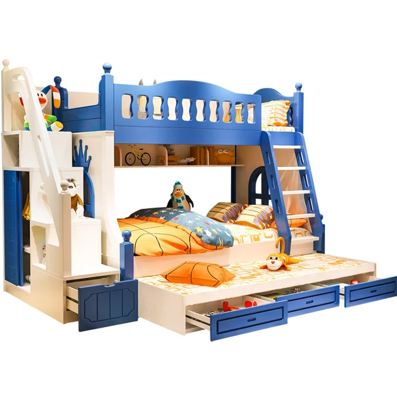 

Children's upper and lower double-layer boys high and low solid wood multi-functional combination bed