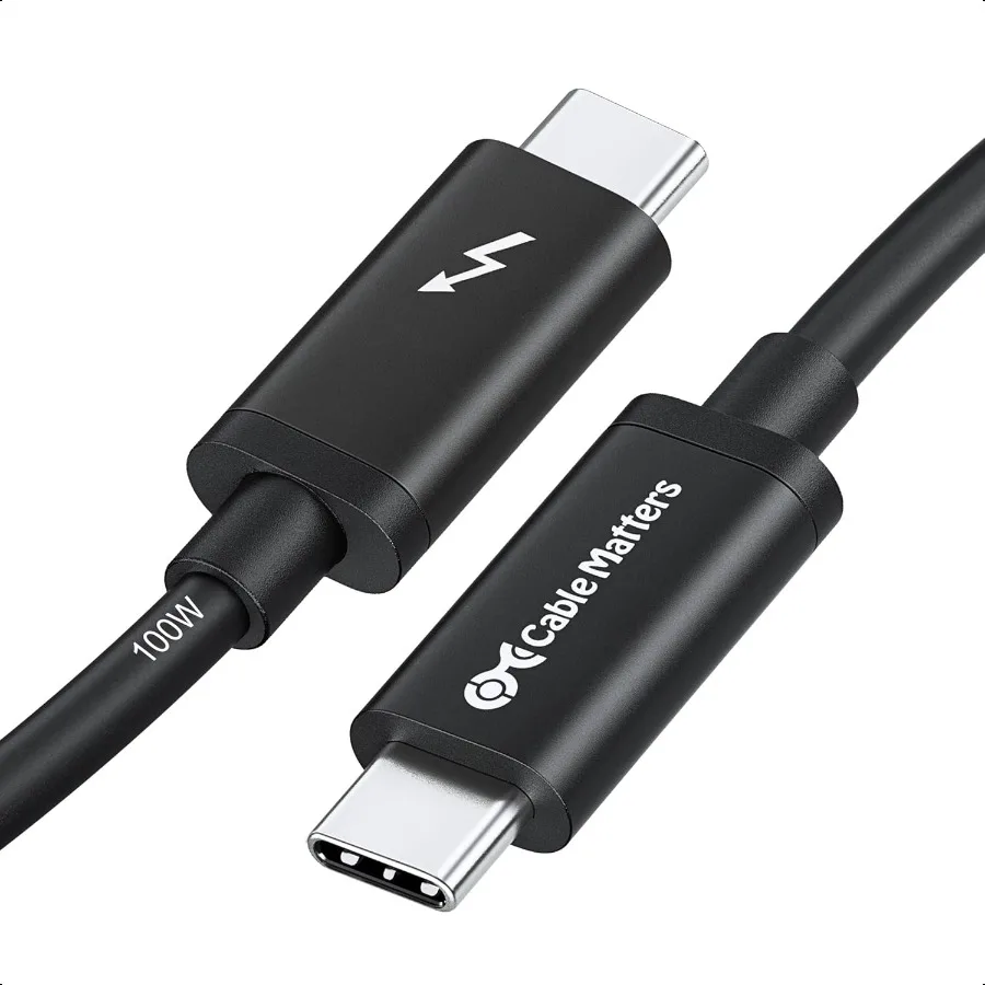 كابلات المهمات [معتمدة من Intel] كابل Thunderbolt 3 بسرعة 20 جيجابت في الثانية بطول 6.6 قدم منافذ كابل USBC Thunderbolt 100 وات شحن 8K فيديو وبيانات T