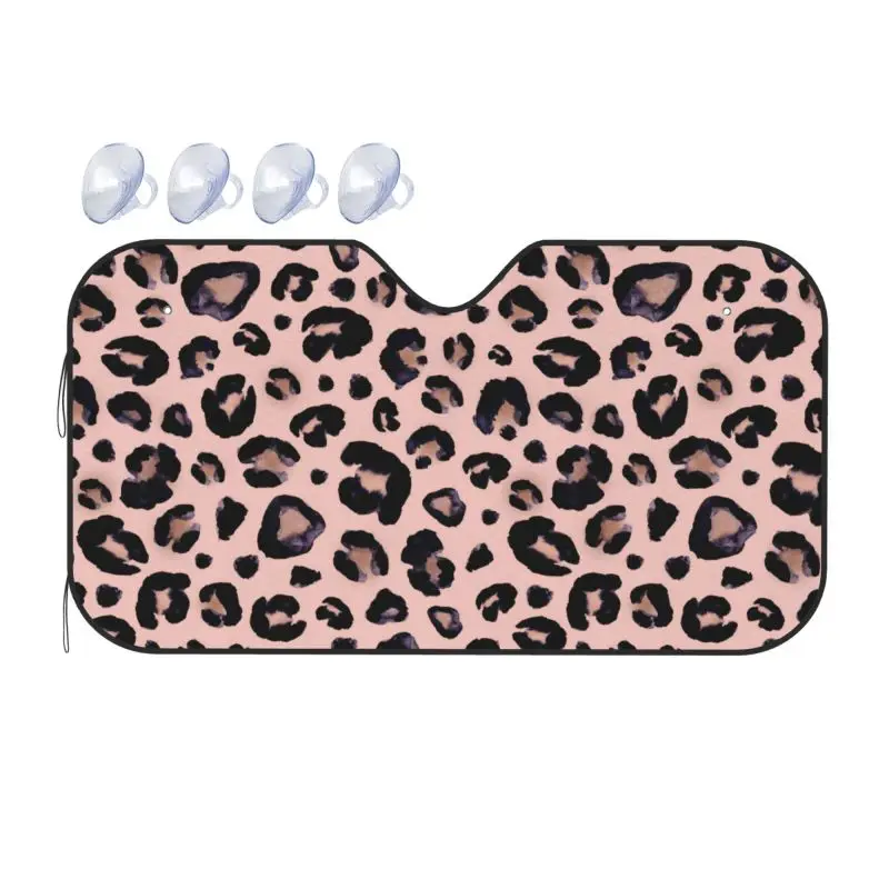 

Розовый солнцезащитный козырек для лобового стекла автомобиля с леопардовым принтом, складной, 51"x27.5", для защиты от солнца, сохраняет прохладу в салоне автомобиля