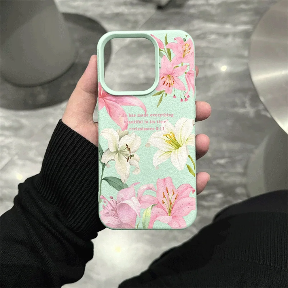Weiße Lilie Handyhülle für iPhone 17 16 15 14 13 12 11 Pro Max 16 15 14 Plus 17 16 15 14 13 Pro 17Air Silikon Matte Hülle – Detail 10