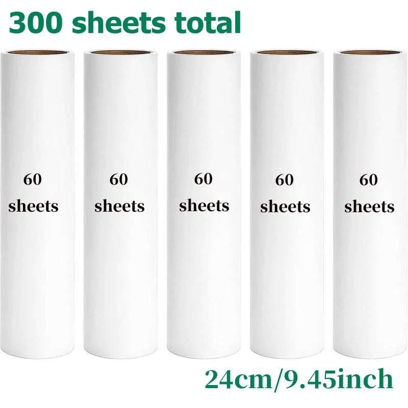 5PCS Large Fluff Roller Replacement Packaging Tape | Suitable for Pet Hair, Strong Adhesive, Clothing Lint Remover