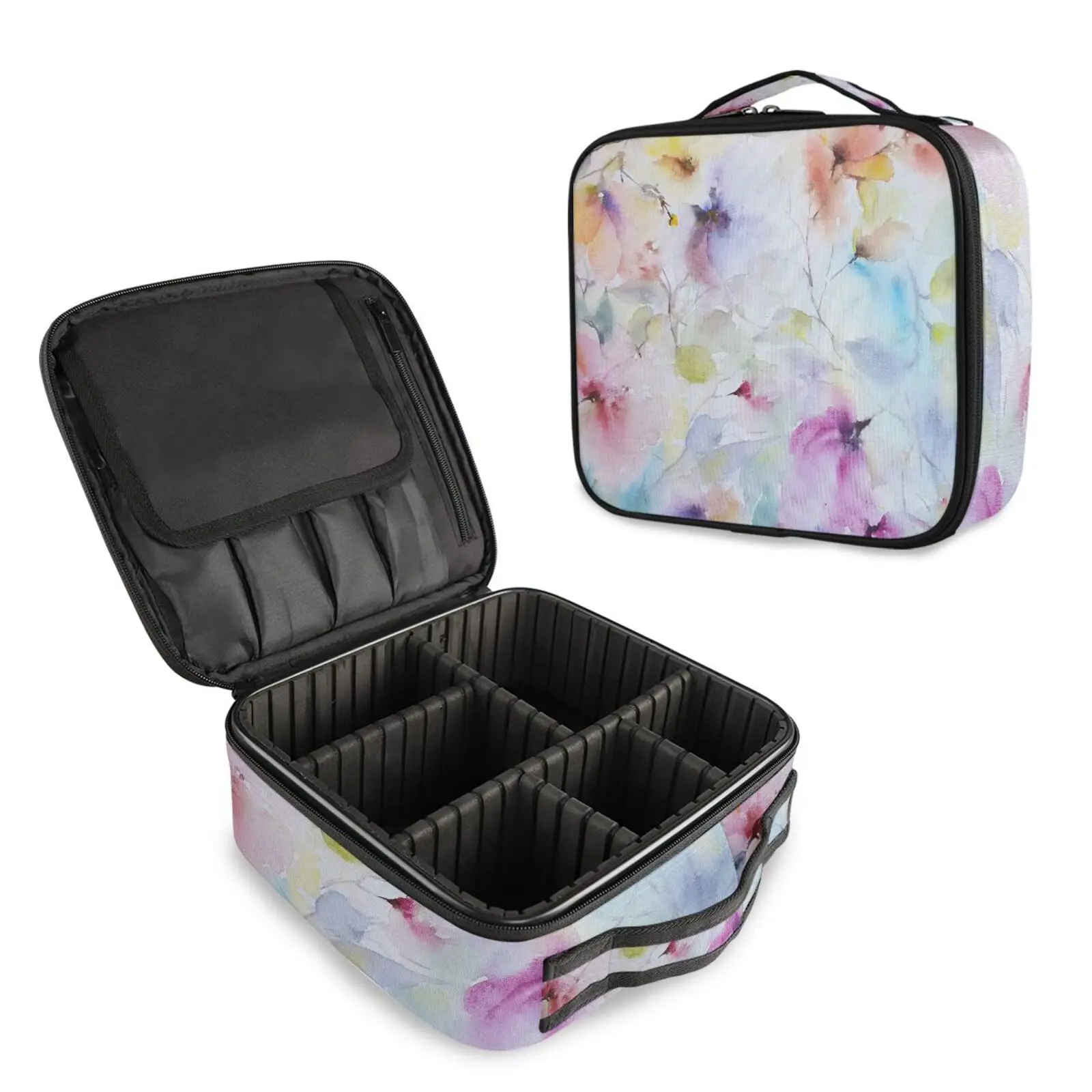 

New Travel Makeup Cosmetic Bag Organizer Portable Artist Storage Bag with Adjustable Dividers Makeup Brushes Storage Organizer