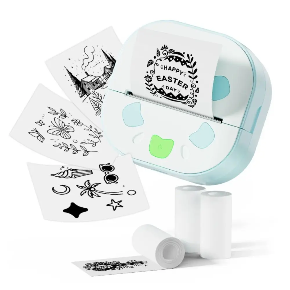

Mini Sticker Printer Inkless Printing Thermal Technology Bluetooth Sticker Maker Bluetooth Connectivity with 3 Paper Rolls