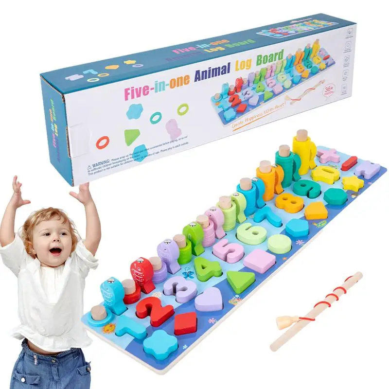 

Wooden Number Puzzle Number Shapes Counting Board 5 In 1 Puzzle Board Shape Color Recognition Toy Preschool Learning Toys For