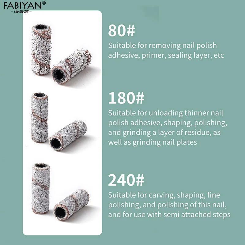 3.1 مللي متر مسمار صغير الرملي غطاء العصابات لآلة حفر الأظافر 80/120/150/180/240 حصى الأشعة فوق البنفسجية هلام إزالة طلاء الأظافر مسمار لقمة ثقب #6