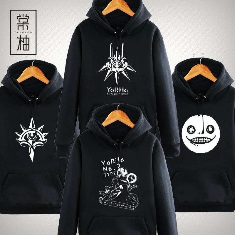 

Толстовка Nier Mechanical St Hoodie Jaet из хлопка, молодежная, модная, зимняя, утепленная, с принтом, повседневная, для подростков и мужчин