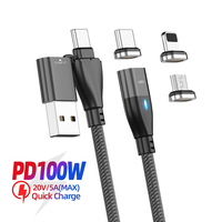 100W Magnetic Cable Micro USB C to Type C Cable 5A Fast Charging Phone PD Charger For iPhone 14 13 Samsung Xiaomi OPPO Macbook
