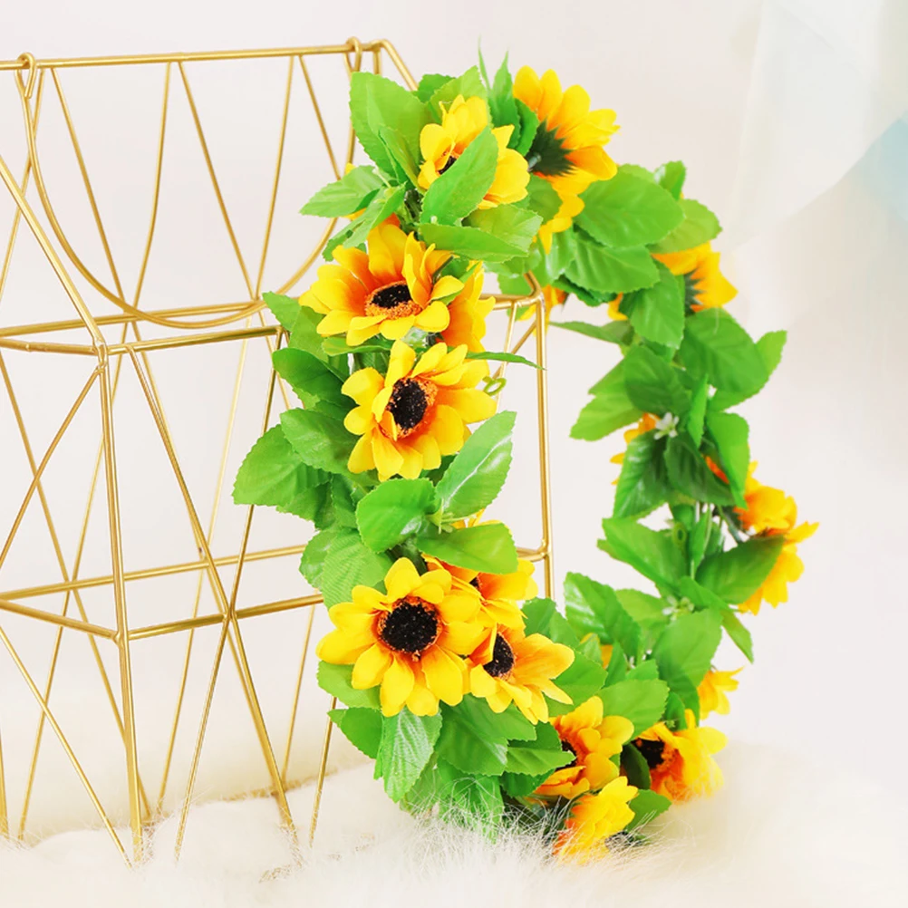 

2pcs Sunflower Rattan Decor Fake Hanging Vine for Wedding Party Home Garden Decoration Plant Rattan Sunflower Faux Trailing Vine