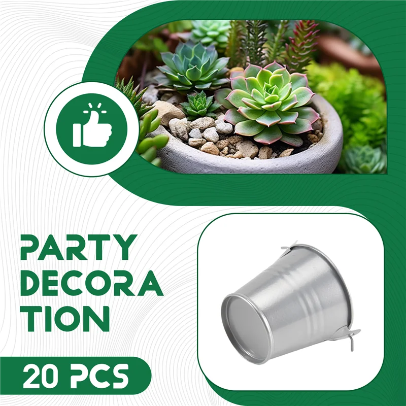 

AEA4-20Pcs Mini Metal Bucket Portable Flower Pot Vases Planters Lovely Candy Box For Wedding Party Home Decoration