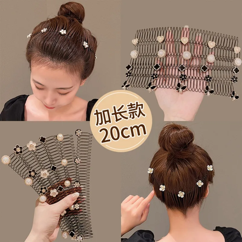 Camellia Flower Broken Hair Comb Clip Women Hair Accessories Bangs Clip Back Head Headdress Broken Hair Finishing Tools