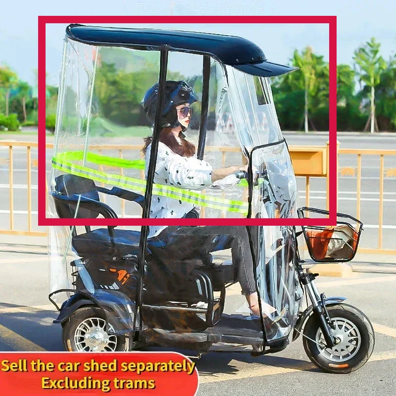 Electric Tricycle Canopy Electric Vehicle Sunscreen Windshield Rainproof Awning Enlarge Thicken Full Wrap Curtain Sunshade