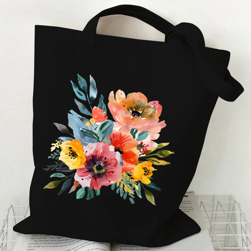 Elegant Wildflowers Handbag Women Vintage Aesthetics Plant Design Shopping Bags Reusable Tote Bag Female Floral Shoulder Bag image 6