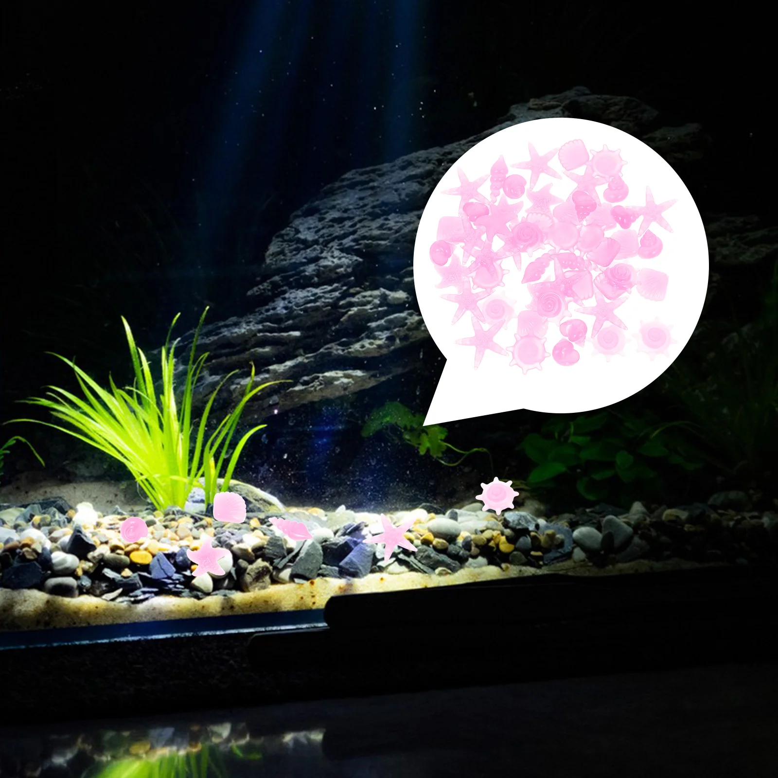 

50Pcs Resin Glow in The Dark Pebbles Waterproof Aquarium Stones for Fish Tank Decor Garden Flower Arrangement Multi-Use