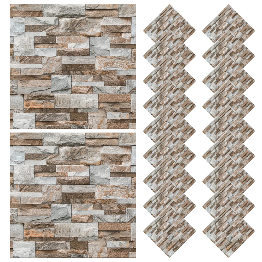 

20 Sheets Peel Stick Pvc Tile Decals Decorative Home Adhesive Decals Bathroom Kitchen Floor Easy Clean Removable