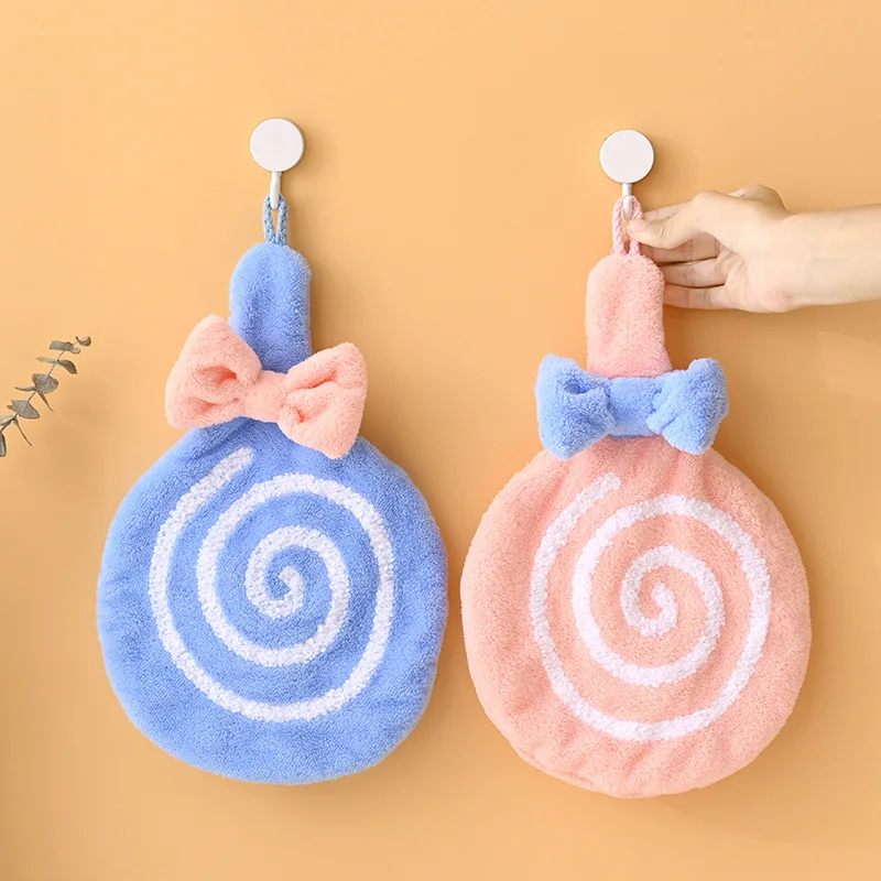 Coral Fleece Hangable Thicken Towel Cartoontowel Cute Absorbent Hand Towels Cleaning Cloth Rag Handkerchief For Kids