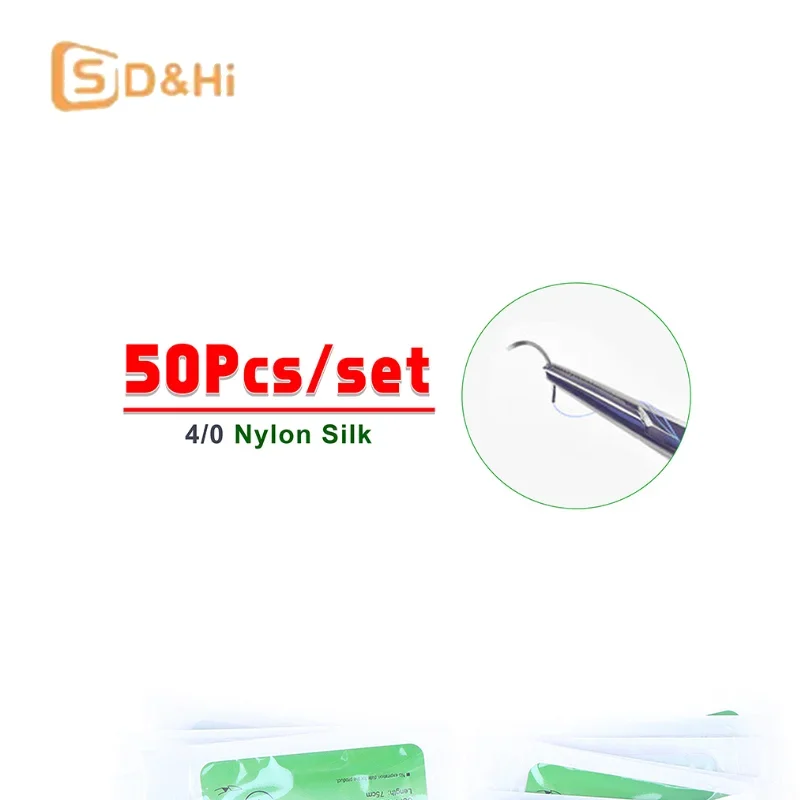 50Pcs 4/0 Medical Thread Suture Nylon Silk Veterinary Practice Suture Kit Non-injured For Medical Students Education