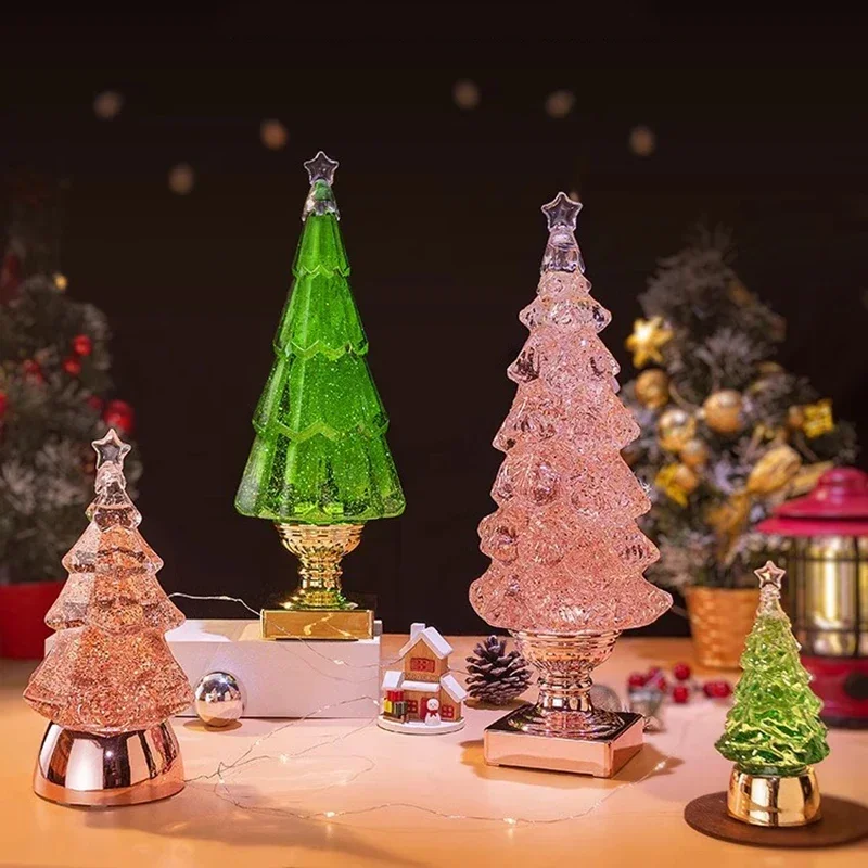 

Fashion Christmas Tree Crystal Ball Luminous Ornament Desktop Set Ambient Light Christmas Gifts Girls Children Room Decorations