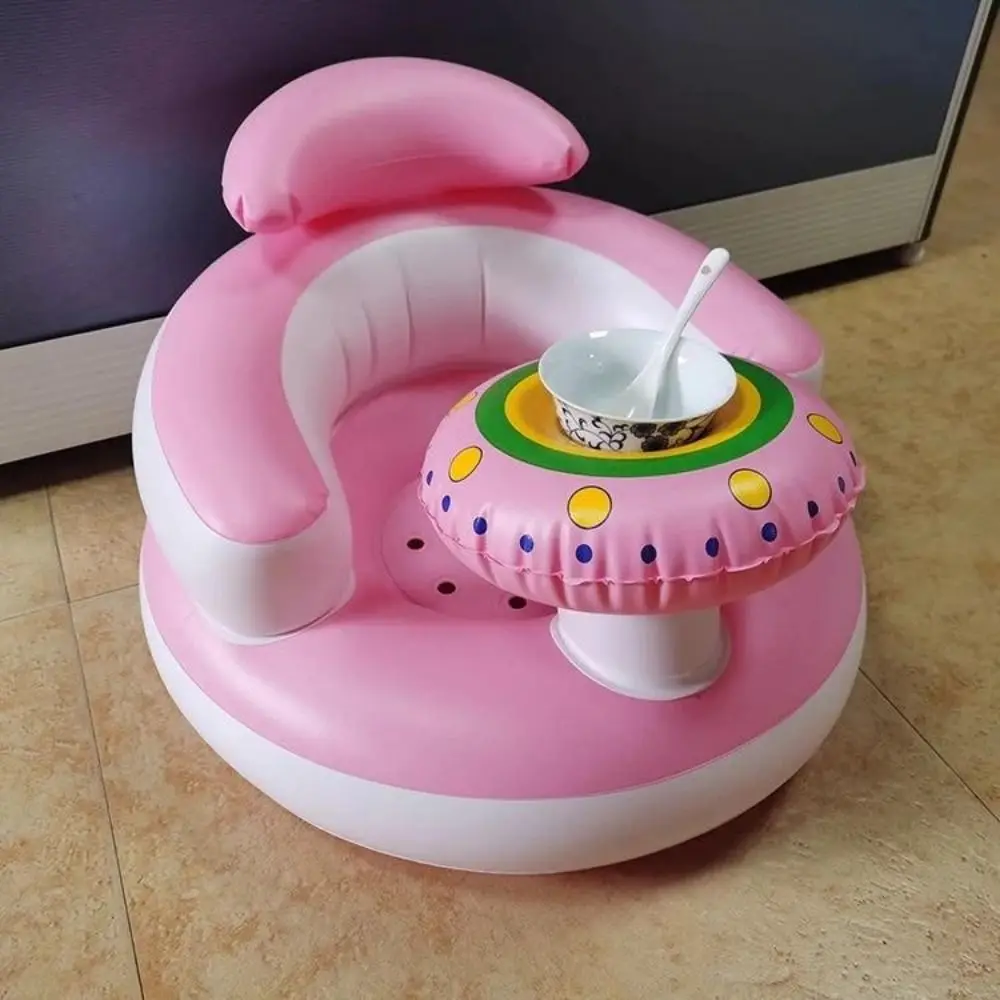 Cartoon Inflatable Baby Sofa Music Feature Self-Inflatable Toddler Practice Sitting Stool Folding Portable Children Bath Stool