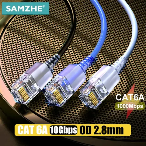 SAMZHE Cat6A Slim Ethernet Cable 10Gbps Network Patch Cord Compatible with 100Mbps/1Gbps/10Gbps for Router, PC, PS5, Modem, Xbox