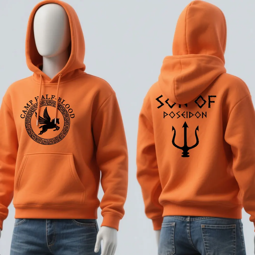Camp Half Blood Sudadera con capucha Otoño Invierno esencial Half Camp Game hombres mujeres jerseys naranjas Poseidon of Son sudadera de Halloween Tops