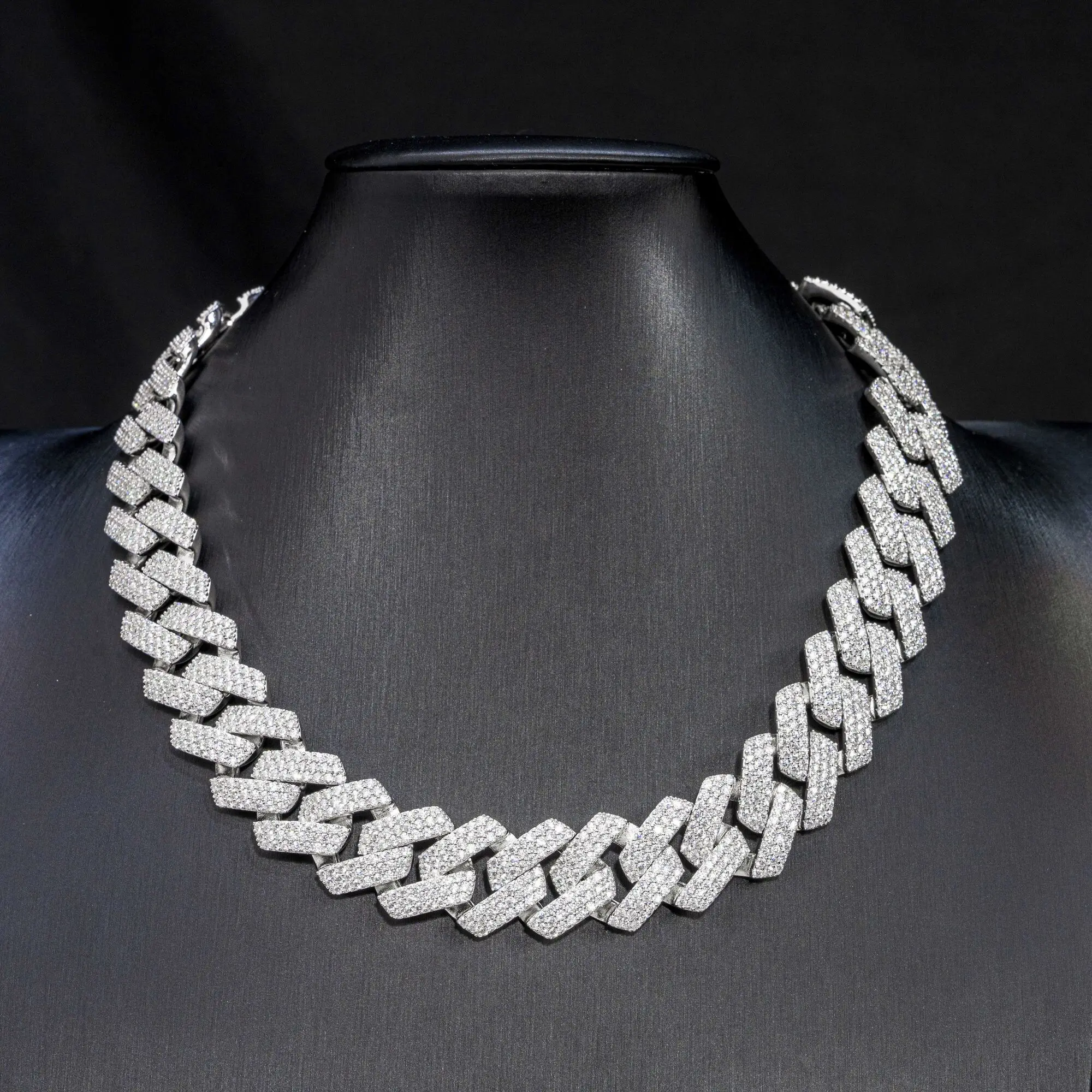 Hot Selling Pass Diamond Tester 925 Silver 6mm-14mm Two Rows Iced Out Hip Hop VVS Moissanite Diamond Cuban Link Chain