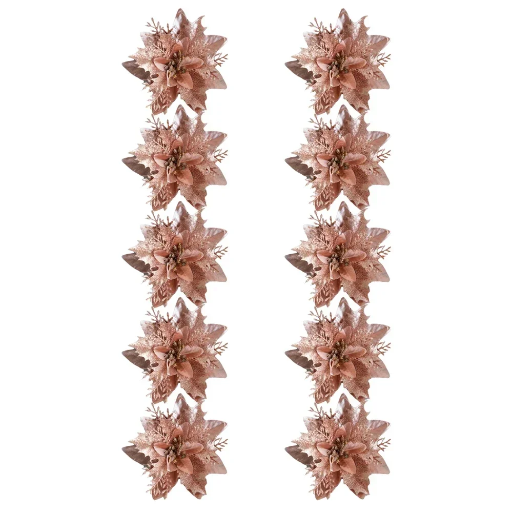 Aesthetic Touch Pack of 10 Sparkling Artificial Flowers Perfectly Crafted for Seasonal Decorations on Trees or Wreaths