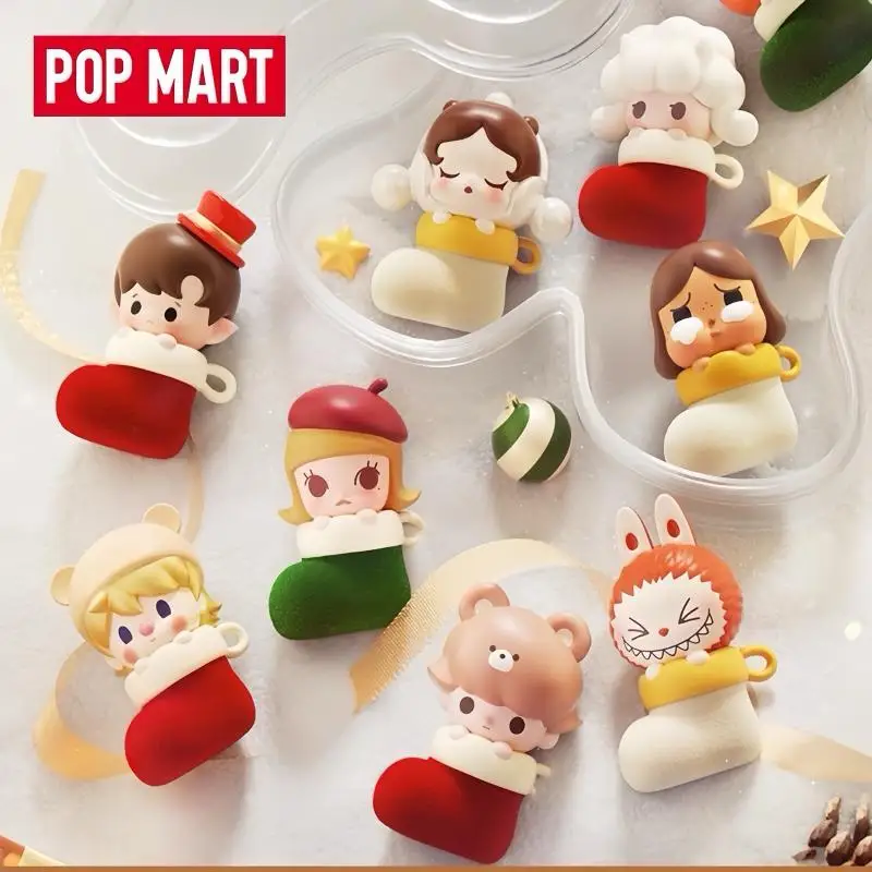

Аутентичные рождественские носки POPMART Popbean, серия милых частиц, коллекционные фигурки, модная слепая коробка, игрушки и хобби, пузырь Майтрейя
