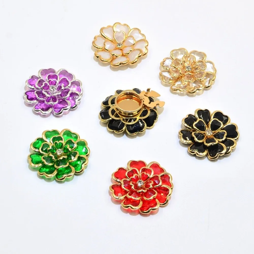 1pc Transparent Rhinestones Floral Cufflink DIY Brooch Buckle Rhinestone-embellished Shirt Buttons Clothing Accessories