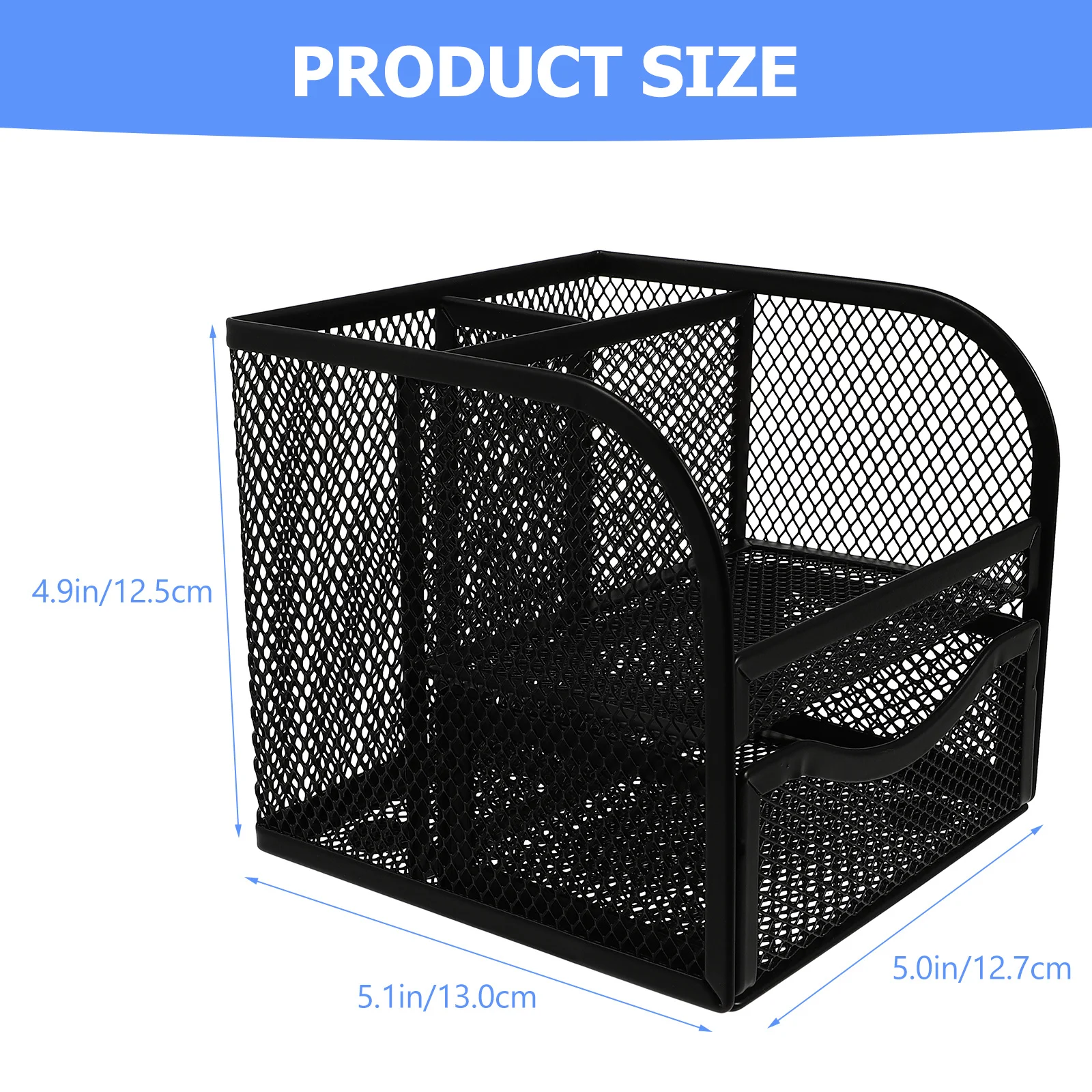 Metal Pen Pencil Organizer Sturdy Multi-Grid Design Large Capacity Storage Box for Desk Home Office School Stationery Cosmetics