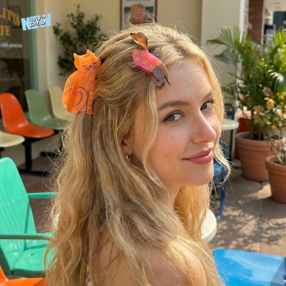 

Acetic Acid Animal Acetate Hair Claw Minimalist Floral Dog Shark Clip Korean Style Headdress Cat Hair Clip Hair Accessories